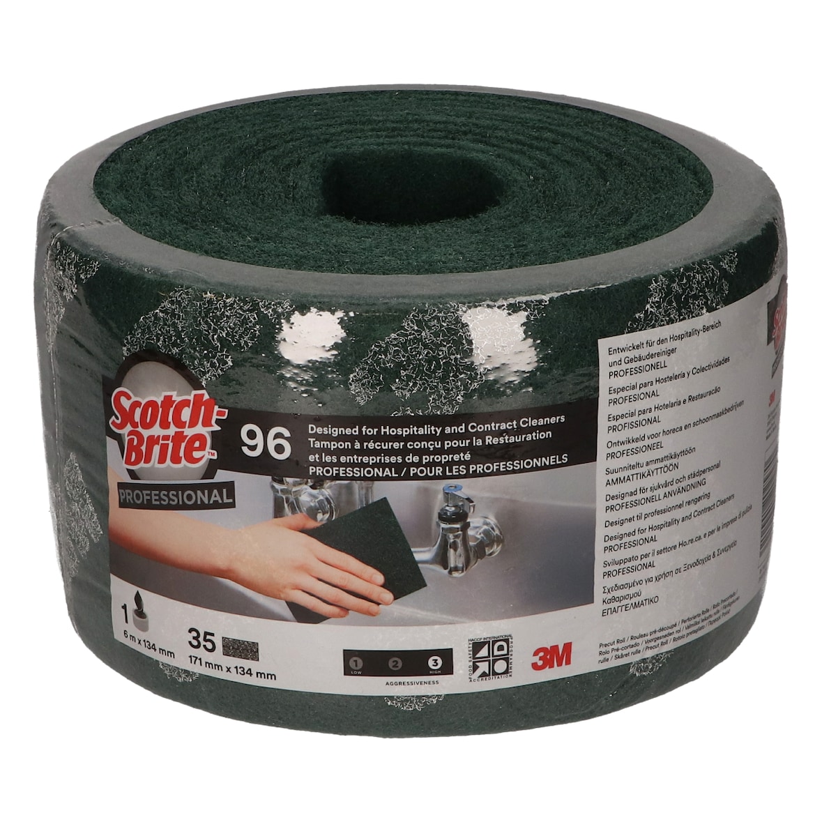 SCOTCH-BRITE™ | Rollo fibra verde limpieza general precortado 96 - 134 mm x 6 m - 1 unidad