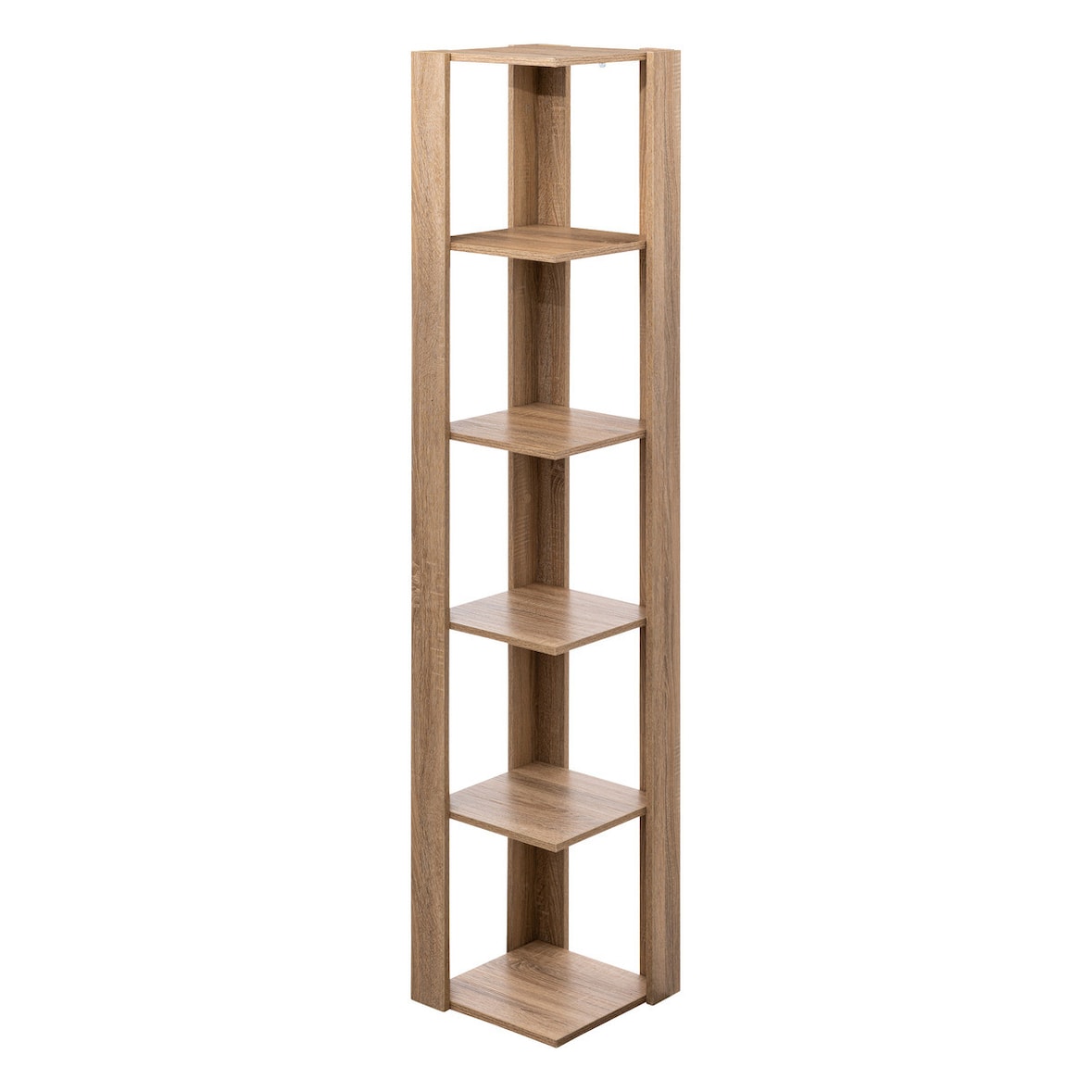 Étagère Colonne d'angle 5 niveaux Effet chêne naturel H 179 cm