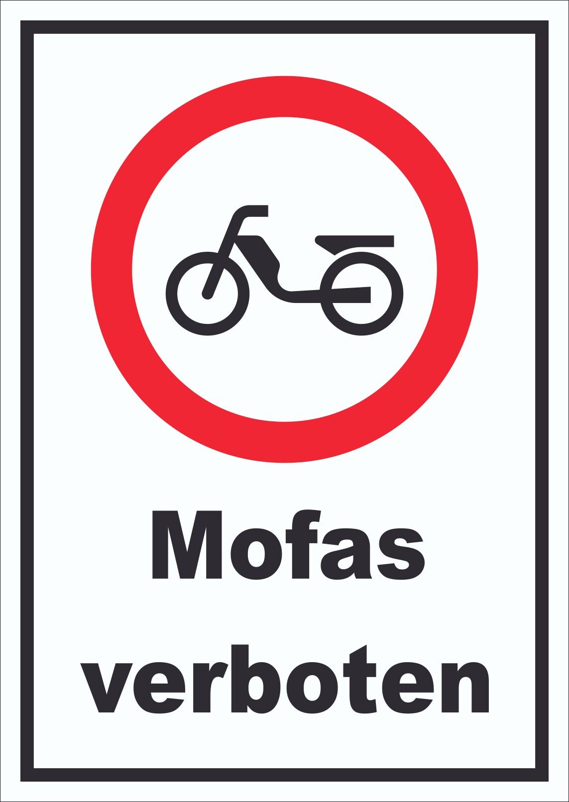 Schild Verbot Mofas A4 Rückseite selbstklebend
