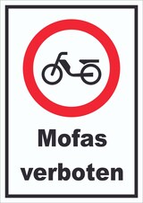thumbnail of Schild Verbot Mofas A4 Rückseite selbstklebend