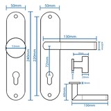 thumbnail of Türbeschlag Edelstahl Langschild – Türklinke inkl. Zubehör - Türdrücker Kn / Dr