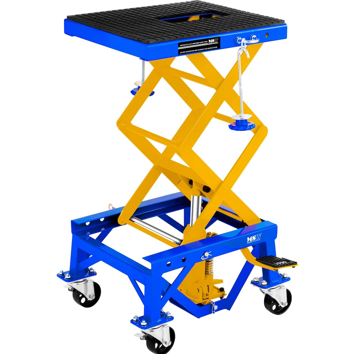 MSW Elevador hidráulico con ruedas para moto - 135 kg