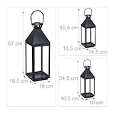 thumbnail of Relaxdays Laternen 3er Set, Dekolaternen für draußen & drinnen, 3 Größen, Metall, Glas, Windlichter für Kerzen, schwarz