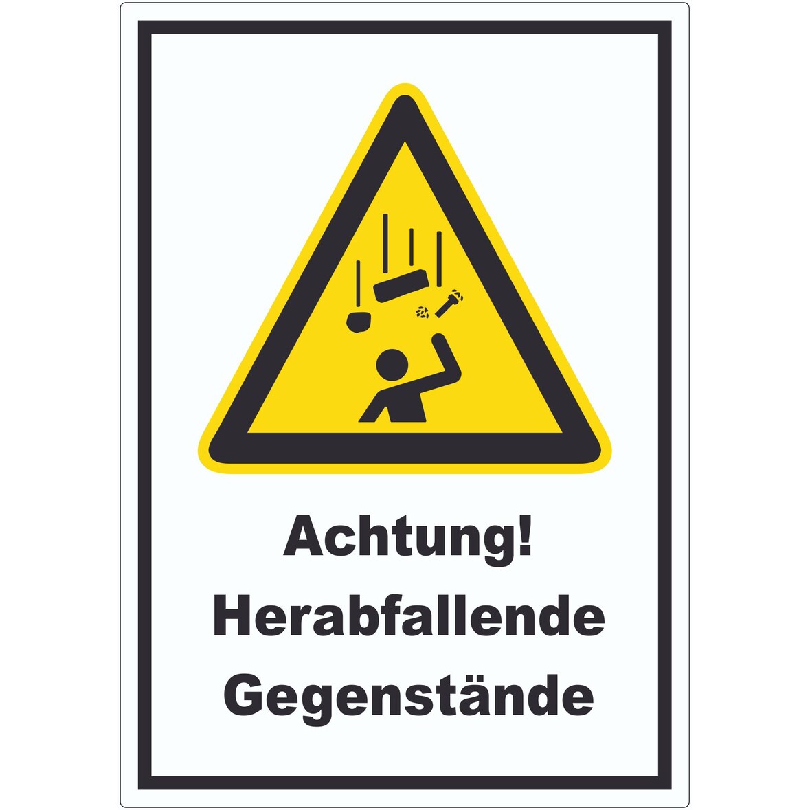 Achtung Herabfallende Gegenstände Aufkleber A9 (37x52mm)