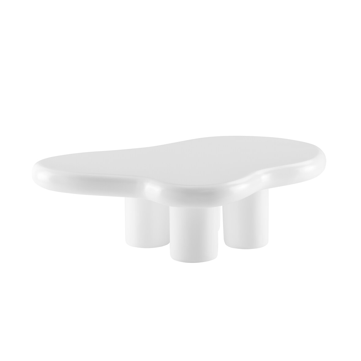 SalesFever Couchtisch | wolkenförmig | Tischplatte matt lackiert | Fiberglas | B 123 x T 89 x H 35 cm | weiß