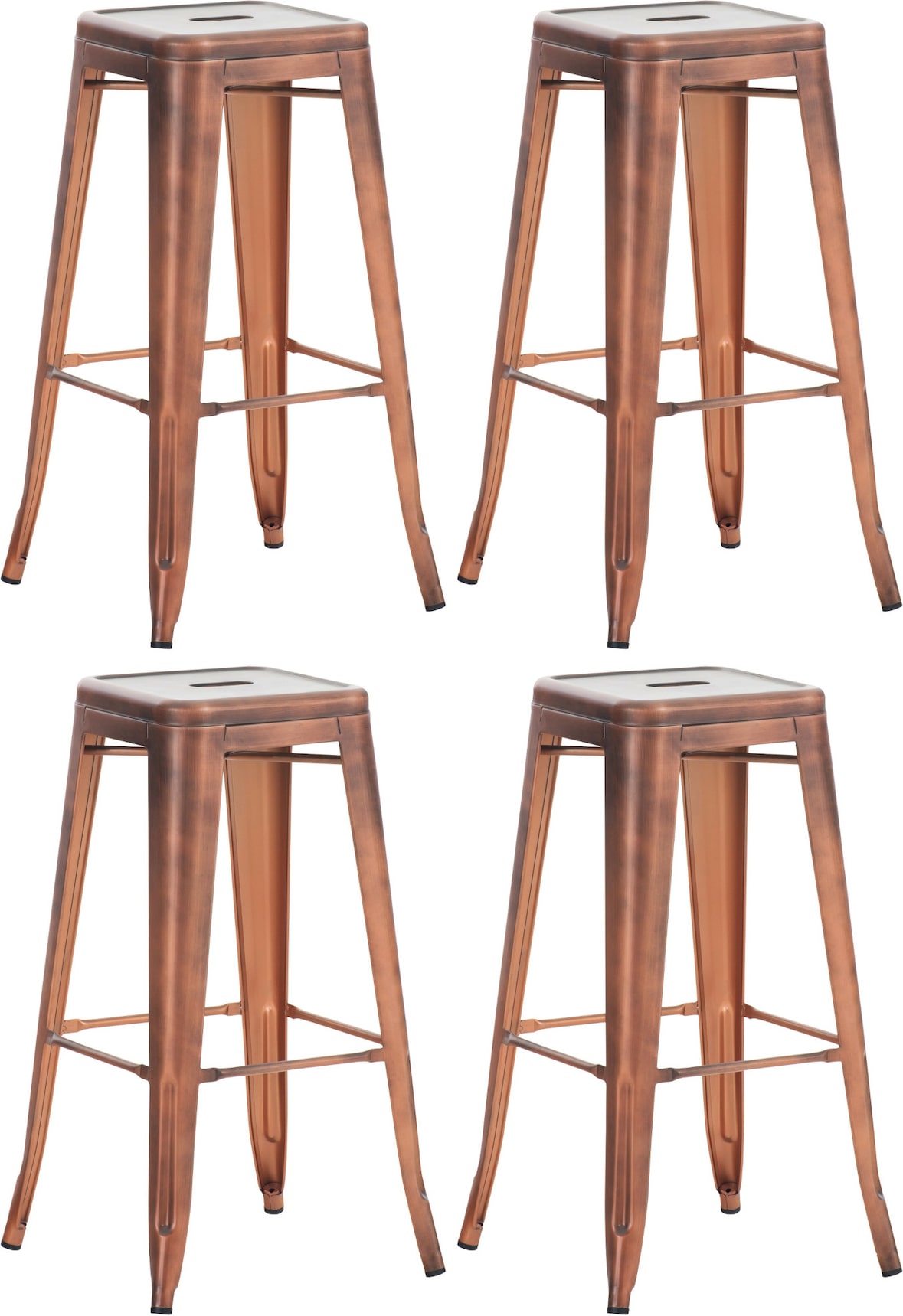 Lot de 4 tabourets de bar en métal empilables Joshua Cuivre | METRO