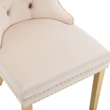 thumbnail of Merax Sedia da pranzo, set di 2, sedia da soggiorno 2 pezzi, sedia imbottita, gambe di supporto in acciaio inossidabile placcato oro, velluto, beige