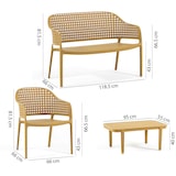 thumbnail of Set salotto da giardino con divano, 2 poltrone impilabili e tavolino in polipropilene intrecciato, terrazzo, piscina, bar, resistente – Sirmione- Ocra