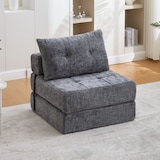 thumbnail of Klappbares Schlafsofa Schlafsessel Bodensofa Gästebett 79x79x57 mit Kopf- und Lumbalkissen hochdichter Schaum Cordbezug platzsparend Grau