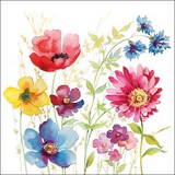 thumbnail of 20 Servietten Papier 33x33cm 3-lagig - hochwertige Einweg Papierservietten Wildblumen Aquarell Motiv Sommerwiese Partyservietten Tischdeko Picknick