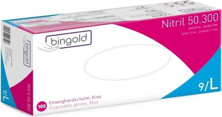 BINGOLD Nitril 50.300 Einweghandschuhe Blau puderfrei 100 Stück : L
