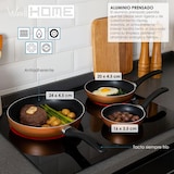 thumbnail of WellHome - Juego de 3 Sartenes Ø16//20/24cm de Aluminio prensado en Bronce metalizado con Juego de 6 Utensilios de cocina en PBT color Negro