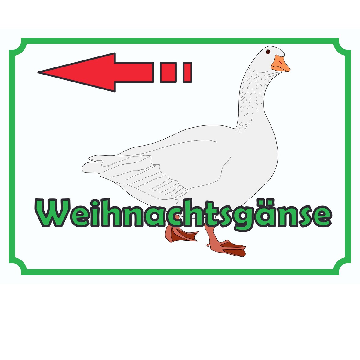 Weihnachtsgans Verkaufsschild Schild Pfeil nach links A1 (594x841mm)