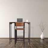 thumbnail of Set van BAR-tafel en 2 notenbruine krukken Mod. VENICE van Yelloo