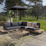 thumbnail of Now's Home - Salon de jardin en bois d'acacia et coussins noir 6 places