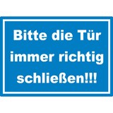 thumbnail of Aufkleber Bitte die Tür immer richtig weiss-blau A5 (148x210mm)