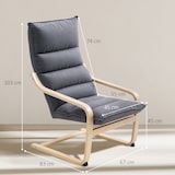 thumbnail of HOMCOM sillón de salón moderno butaca de salón con respaldo alto reposabrazos y patas de madera tapizado en terciopelo gris