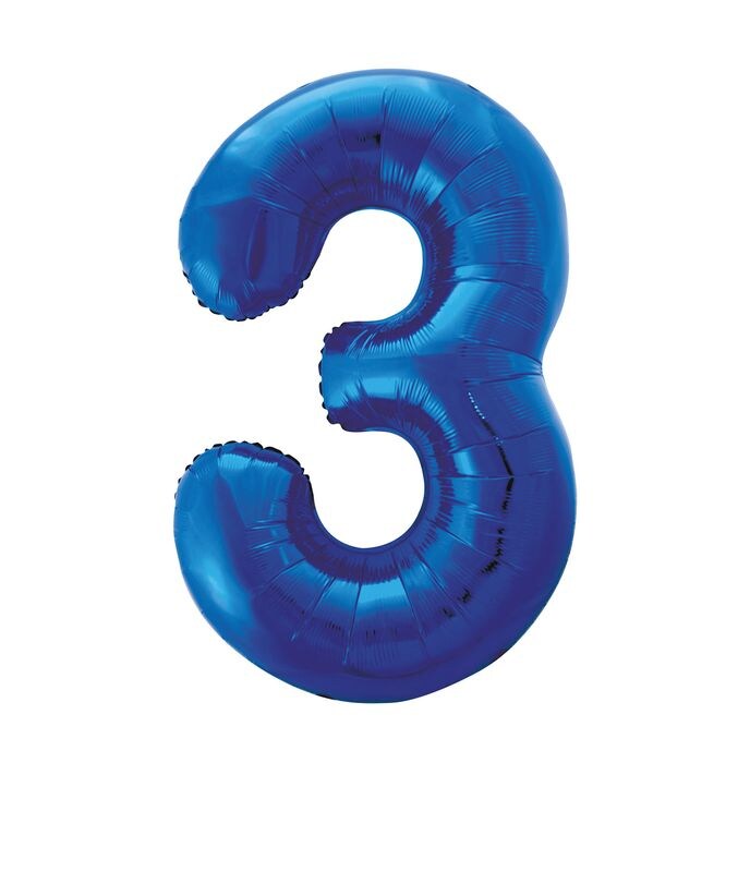 Folienballon Zahl 3 blau