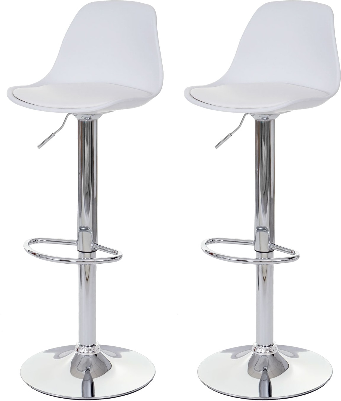 Décoshop26 - 2x Barhocker drehbare Tresenhocker aus weißem Kunststoff Gestell und verchromter Stahl 04_0000122