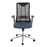 thumbnail of Silla de oficina HWC-J53, silla giratoria silla de escritorio, ergonómica imitación cuero ~ azul-gris