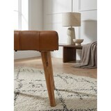 thumbnail of Sitzhocker 67x47x39 cm Mango Massivholz / Echtleder Chesterfield-Design, Lederhocker Braun, Beistellhocker Hocker ohne Lehne, Country