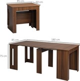 thumbnail of Ausziehbarer Esstisch Holzwerkstoff Braun 180x85x75 cm, klappbar mit Rollen