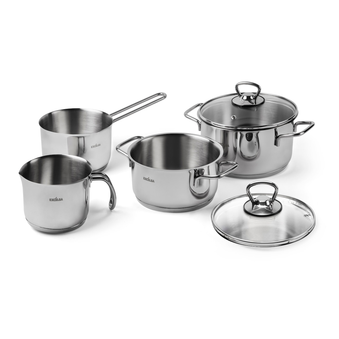 Excelsa Batterie Töpfe 6 Stück Jazz Cook Stahl Silber