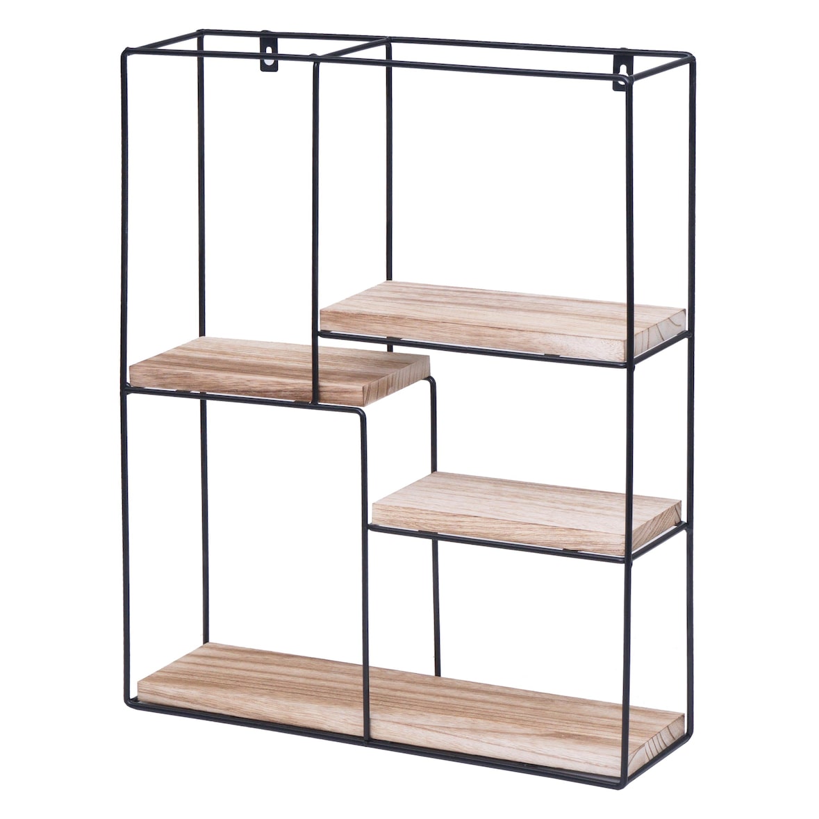 Estante de pared HWC-K76, estante colgante estante flotante, 4 estantes metal madera maciza industrial 51x40x11cm ~ natural