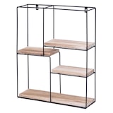 thumbnail of Estante de pared HWC-K76, estante colgante estante flotante, 4 estantes metal madera maciza industrial 51x40x11cm ~ natural