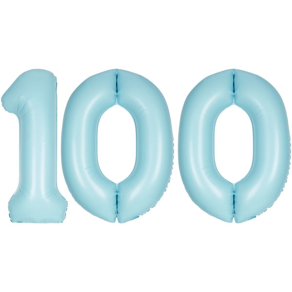 XL Folienballon hellblau Zahl 100