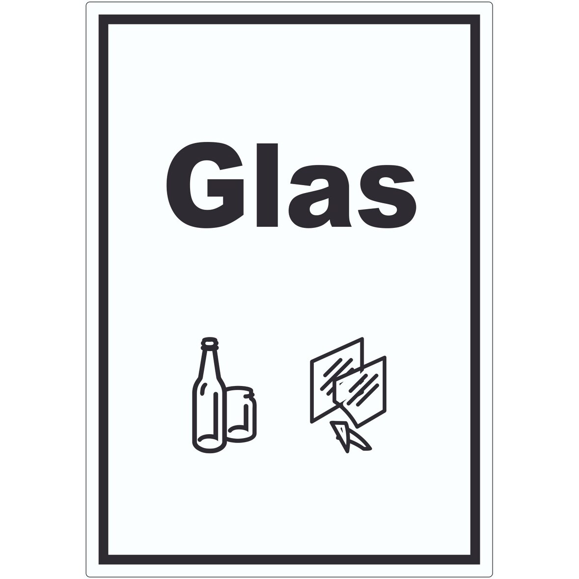 Glas Mülltrennung Aufkleber Text Symbol Scheibe Flasche A9 (37x52mm)