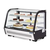 thumbnail of Vitrina refrigerada con 2 puertas, 2 estantes, acero inoxidable/cristal, 68.6x69.6x56.8 cm, refrigeración por aire, 160L, negra/plateada, Polar CD230