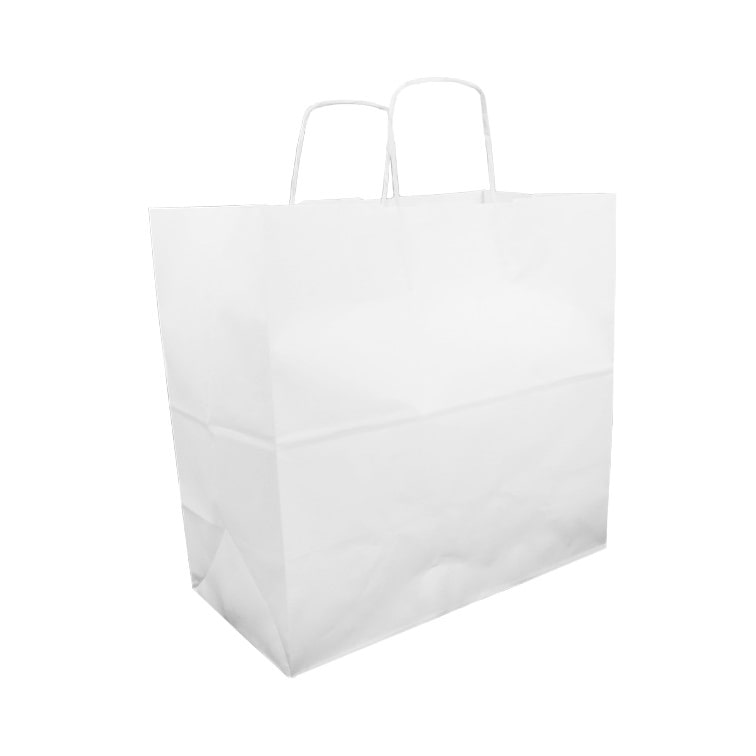 MONOUSO - Bolsa Papel Kraft Blanca con Asas 100g/m² 31+20x32cm (25 Uds)