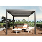 thumbnail of Pergola HWC-L46, Gartenpavillon Lamellen-Pavillon, 11cm-Aluminium-Gestell, Regenrinne sturmfest, 3x3m ~ anthrazit