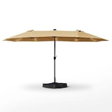 thumbnail of Parasol double 4,6x2,6 m avec LED solaire intégré, manivelle et double toit ventilé, idéal pour jardin, piscine et terrasse - ALISEO