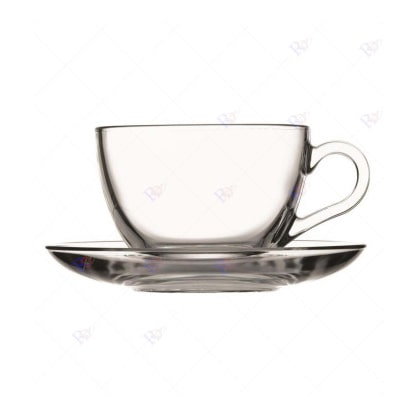 Taza de té básica Pasabahce con platillo Cl 21,5 H 6,3 Ø Cm 9 Paquete de 6