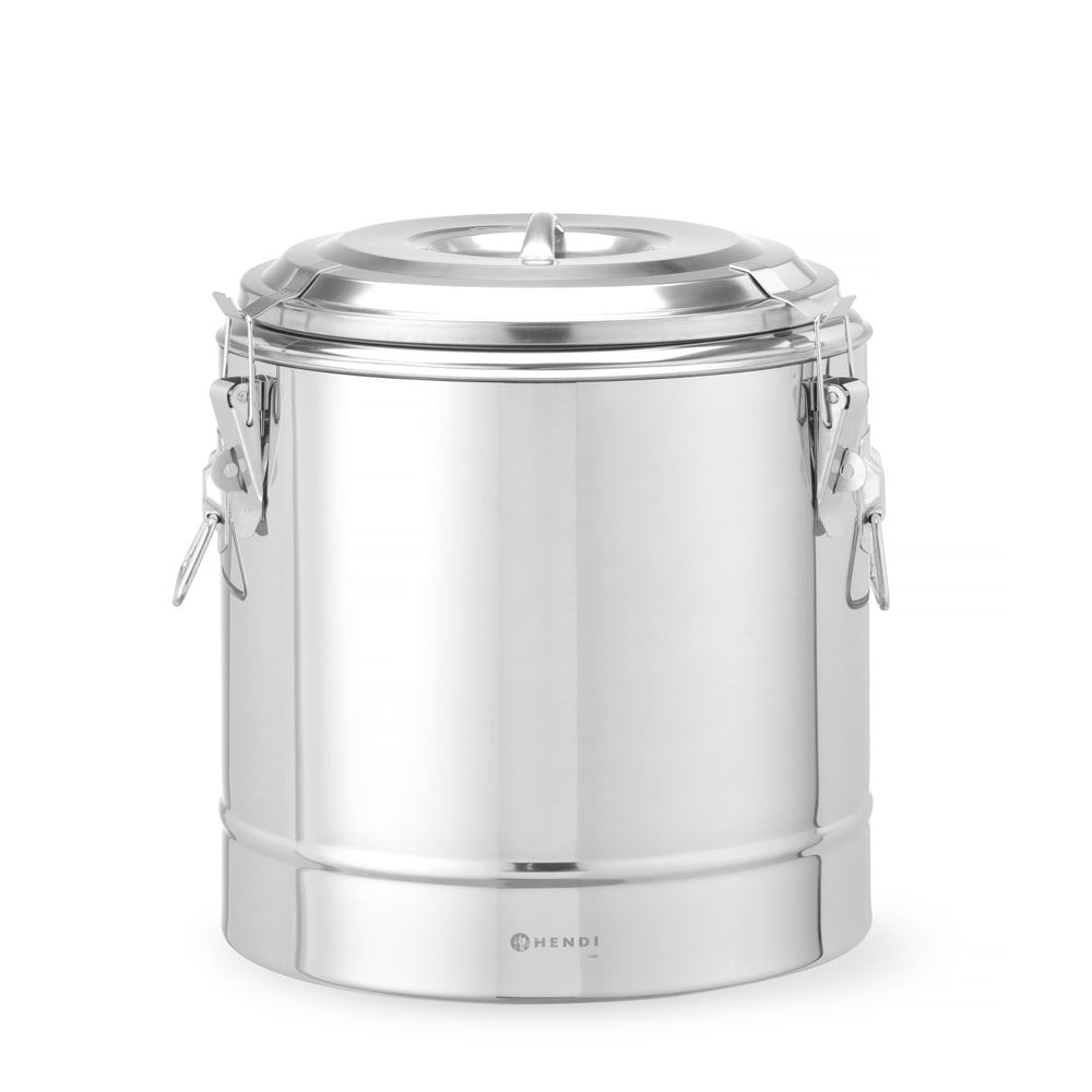 HENDI Isolierter tragbarer Behälter, Kitchen Line, 19L, Silber, ⌀350x(H)400mm