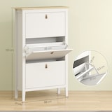 thumbnail of HOMCOM mueble zapatero estrecho con 3 cajones abatibles estantes ajustables y tiradores de PU para 21 pares de zapatos 80x24x131 cm blanco