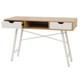 thumbnail of Schreibtisch HWC-E92, Bürotisch Computertisch, 3D-Struktur 120x60cm ~ naturbraun weiß