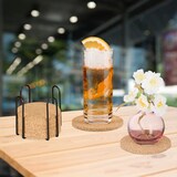 thumbnail of Relaxdays Korkuntersetzer, 16er Set, 10 cm, Getränkeuntersetzer mit Halter, für Gläser & Tassen, Untersetzer Kork, natur