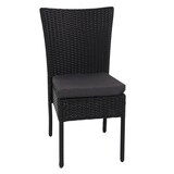 thumbnail of Poly-Rattan Garnitur HWC-G19, Sitzgruppe Balkon-/Lounge-Set, 4xStuhl+Tisch, 120x75cm ~ schwarz, Kissen dunkelgrau