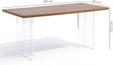 thumbnail of Rechteckiger Tisch 160x80 cm mit Melamin-Oberfläche und transparenten Acrylbeinen, zeitgenössisches Design, für Esszimmer oder Büro – Elio/Holz
