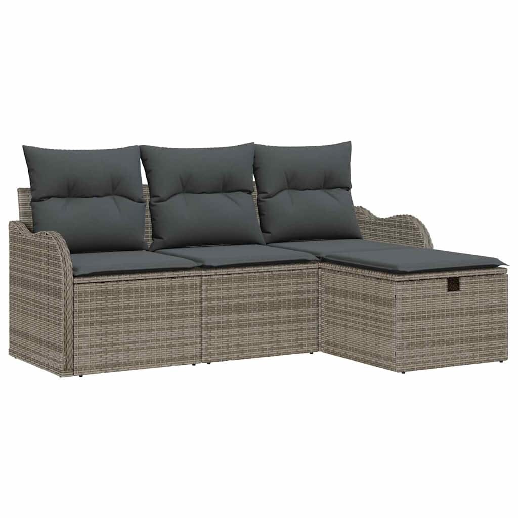 vidaXL Garten-Sofa-Set 4 pcs Grau 176 x 117 x 85 cm Poly Rattan