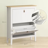 thumbnail of HOMCOM mueble zapatero estrecho con 2 cajones abatibles estantes ajustables y tiradores de PU para 14 pares de zapatos 80x24x95,5 cm blanco