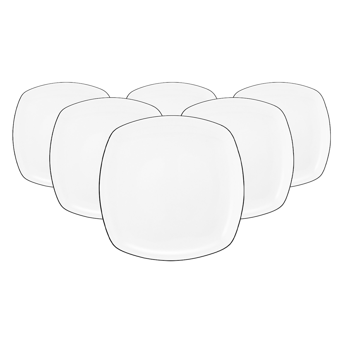 Seltmann Weiden Lido Black Line Frühstücksteller eckig ø 20 cm 6er Set