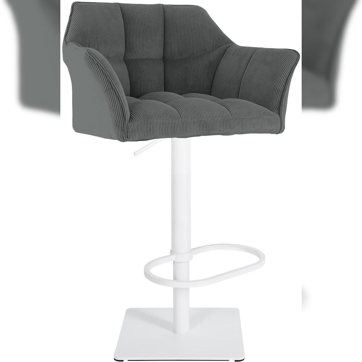 Proregal CHEFGASTRO Barhocker PHILADELPHIA Weiß Cord HxBxT 88x64x45cm Cord Grau Barstuhl