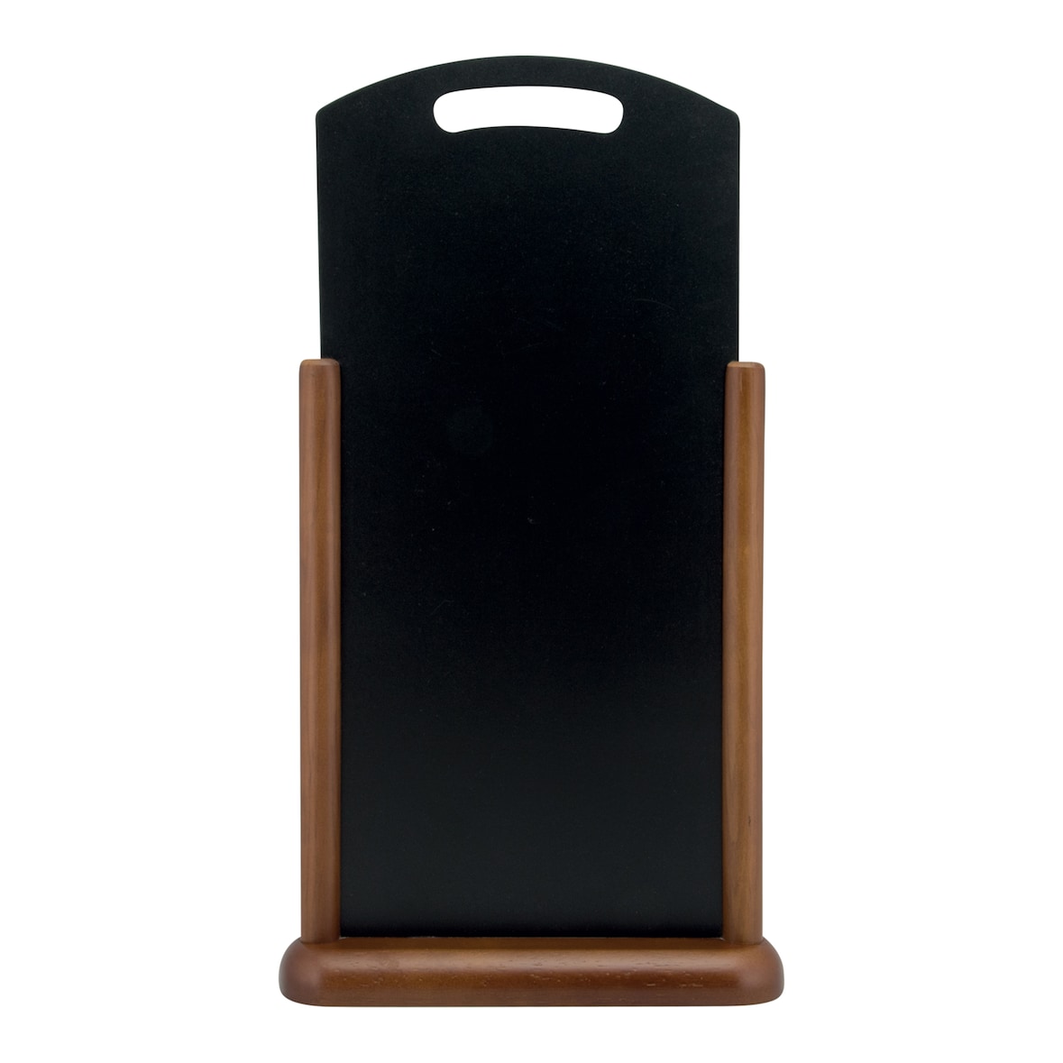 Securit® Pizarra de mesa "Handle" con asa - Base de madera acabado marrón oscuro lacado - 26x46,5cm