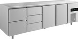 thumbnail of Gastro Edelstahl Kühltisch 2 Türen (Mitte & rechts) 5 Schubladen Umluftkühlung 2330x700x850mm -2/+8°C  632 L