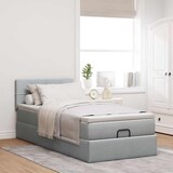 thumbnail of vidaXL Ottoman-Bett mit Matratze & LEDs Hellgrau 90x190 cm Stoff