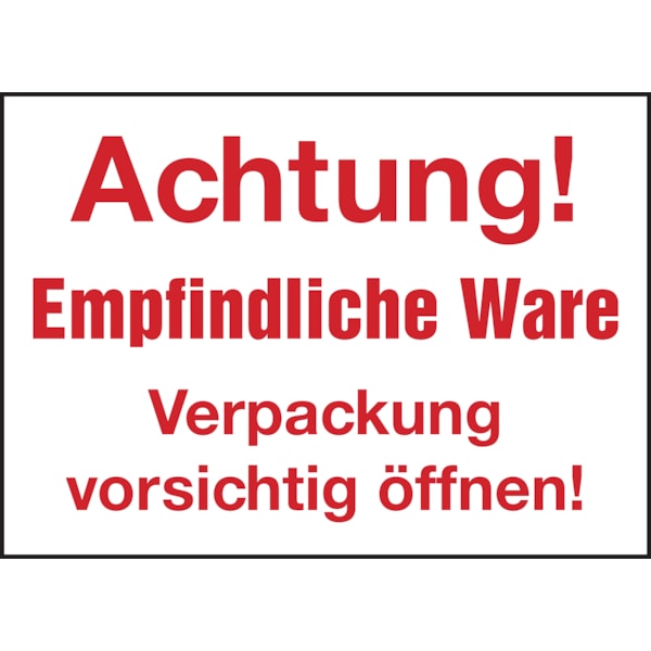 Verpackungsetiketten, Achtung! Empfindliche Ware - 105x75 mm Folie selbstklebend
